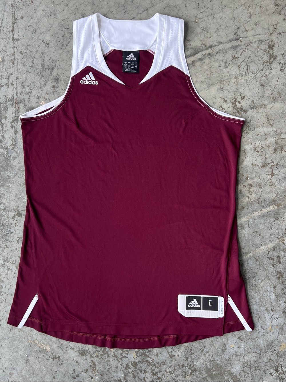 Adidas Vintage Maroon White Mesh Basketball Jersey Tank Top Women's Large D86177